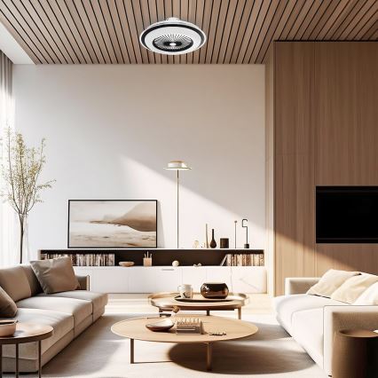 LED prigušiva stropna svetiljka sa ventilatorom ZEPHYR LED/48W/230V 3000-6000K crna + daljinski upravljač
