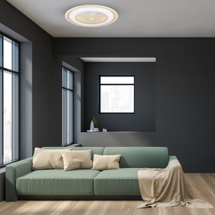 LED prigušiva plafonska svetiljka sa ventilatorom ZEPHYR LED/48W/230V 3000-6000K zlatna + daljinski upravljač