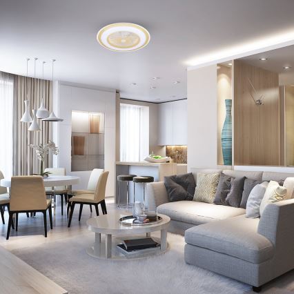 LED prigušiva plafonska svetiljka sa ventilatorom ZEPHYR LED/48W/230V 3000-6000K zlatna + daljinski upravljač