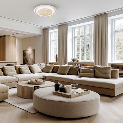 LED prigušiva plafonska svetiljka sa ventilatorom ZEPHYR LED/48W/230V 3000-6000K zlatna + daljinski upravljač