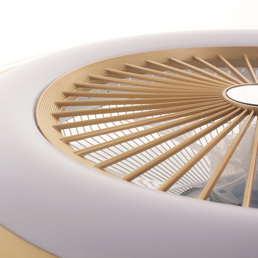 LED prigušiva plafonska svetiljka sa ventilatorom ZEPHYR LED/48W/230V 3000-6000K zlatna + daljinski upravljač