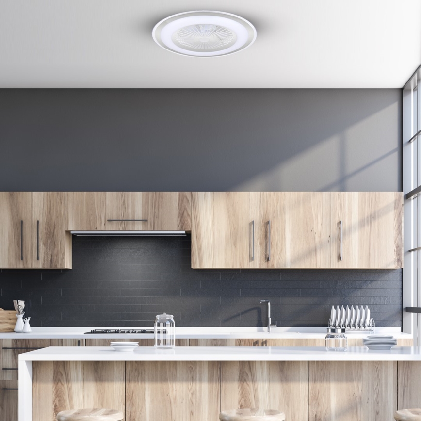 LED prigušiva plafonska lampa sa ventilatorom ZONDA LED/48W/230V 3000-6000K srebrna + daljinski upravljač