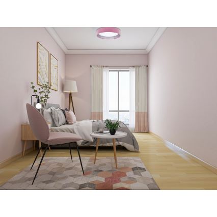 LED plafonsko svetlo SMART GALAXY, prigušiva, LED/24W/230V, prečnik 44 cm, roze/srebrna, 3000-6500K + daljinski upravljač