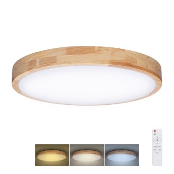 LED prigušiva plafonska lampa SOLID OAK LED/60W/230V 3000-6500K hrast prečnik 51 cm + daljinski upravljač