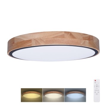 LED prigušiva plafonska svetiljka IRON OAK LED/60W/230V 3000-6500K hrast, prečnik 51 cm + daljinski upravljač