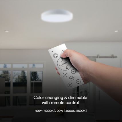 LED prigušiva stropna svetiljka LED/40W/230V 3000-6500K 39,5 cm bela + daljinski upravljač