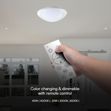 LED prigušiva plafonska lampa LED/40W/230V 3000-6500K 45 cm bela + daljinski upravljač