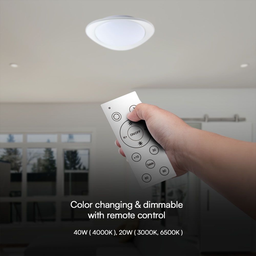 LED prigušiva plafonska lampa LED/40W/230V 3000-6500K 45 cm bela + daljinski upravljač