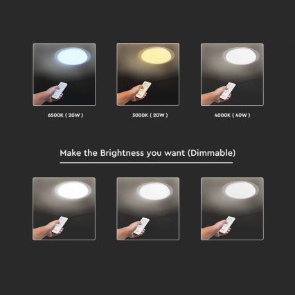 LED prigušiva plafonska lampa LED/40W/230V 3000K/4000K/6500K prečnik 46,5 cm + daljinski upravljač