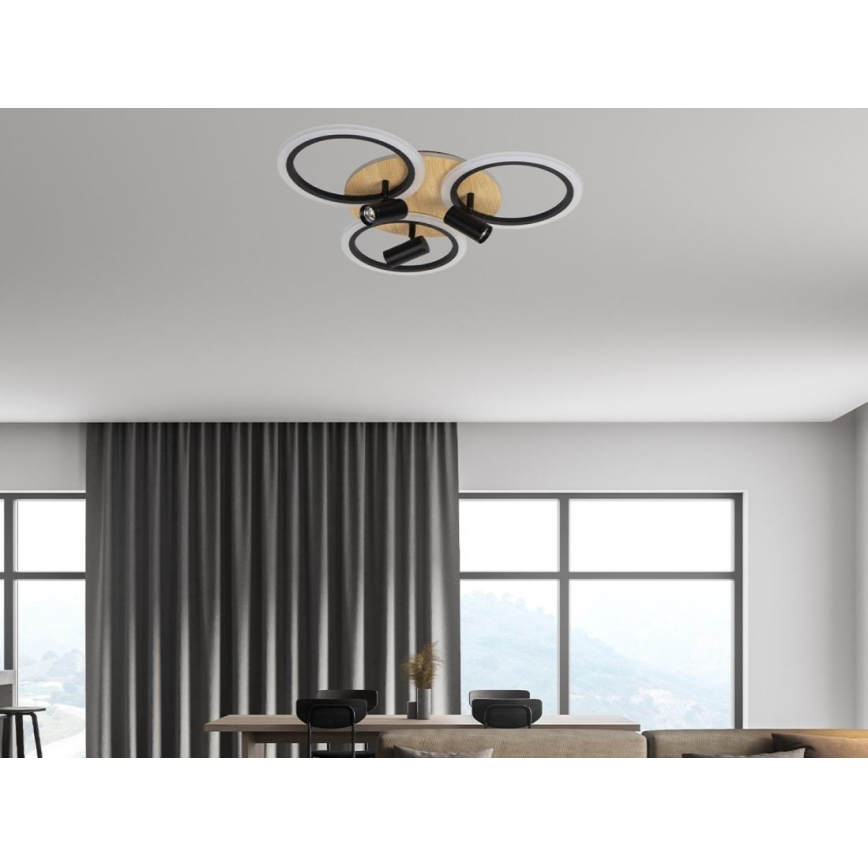 LED prigušiva plafonska svetiljka LED/70W/230V 3000-6500K crna/smeđa + daljinski upravljač