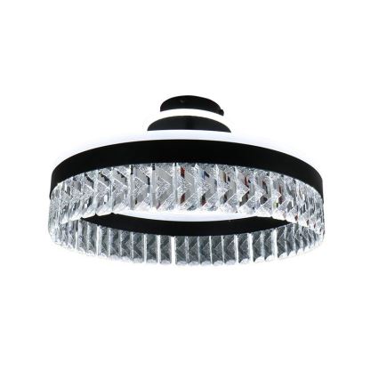 LED prigušiva kristalni plafonski luster LED/75W/230V 3000-6500K crna + daljinski upravljač