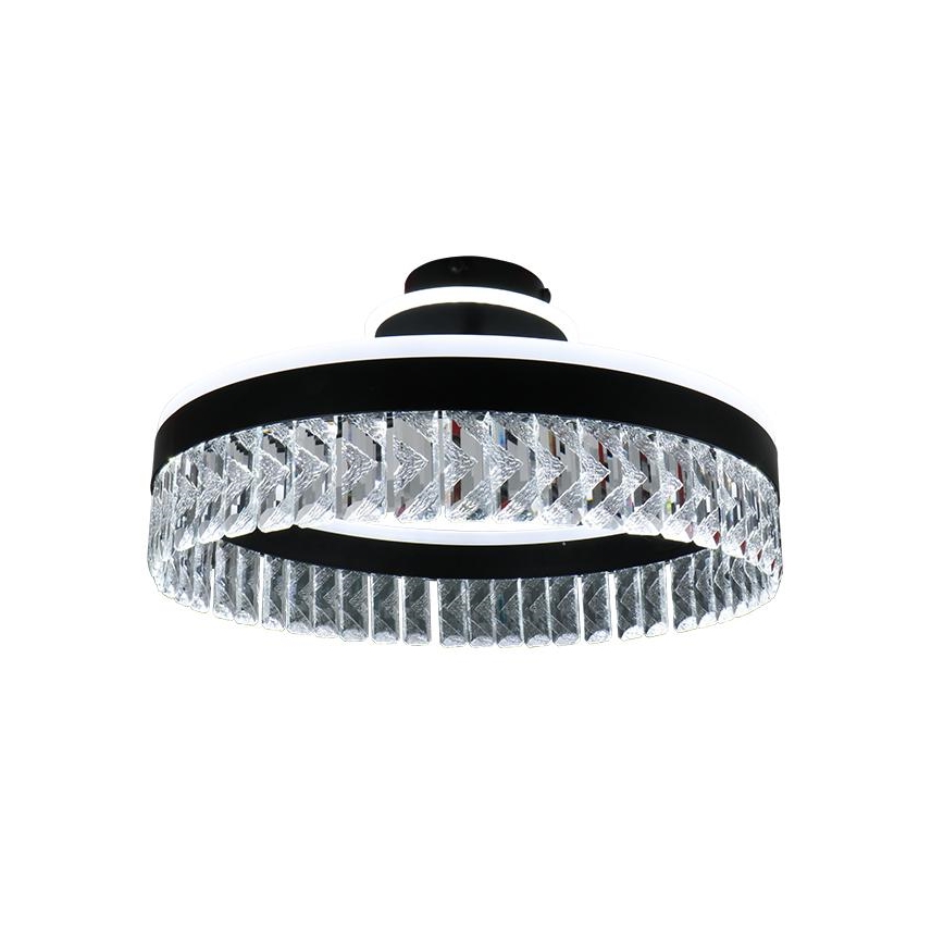 LED prigušiva kristalni plafonski luster LED/75W/230V 3000-6500K crna + daljinski upravljač