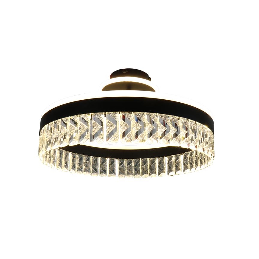 LED prigušiva kristalni plafonski luster LED/75W/230V 3000-6500K crna + daljinski upravljač