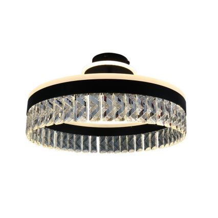LED prigušiva kristalni plafonski luster LED/75W/230V 3000-6500K crna + daljinski upravljač