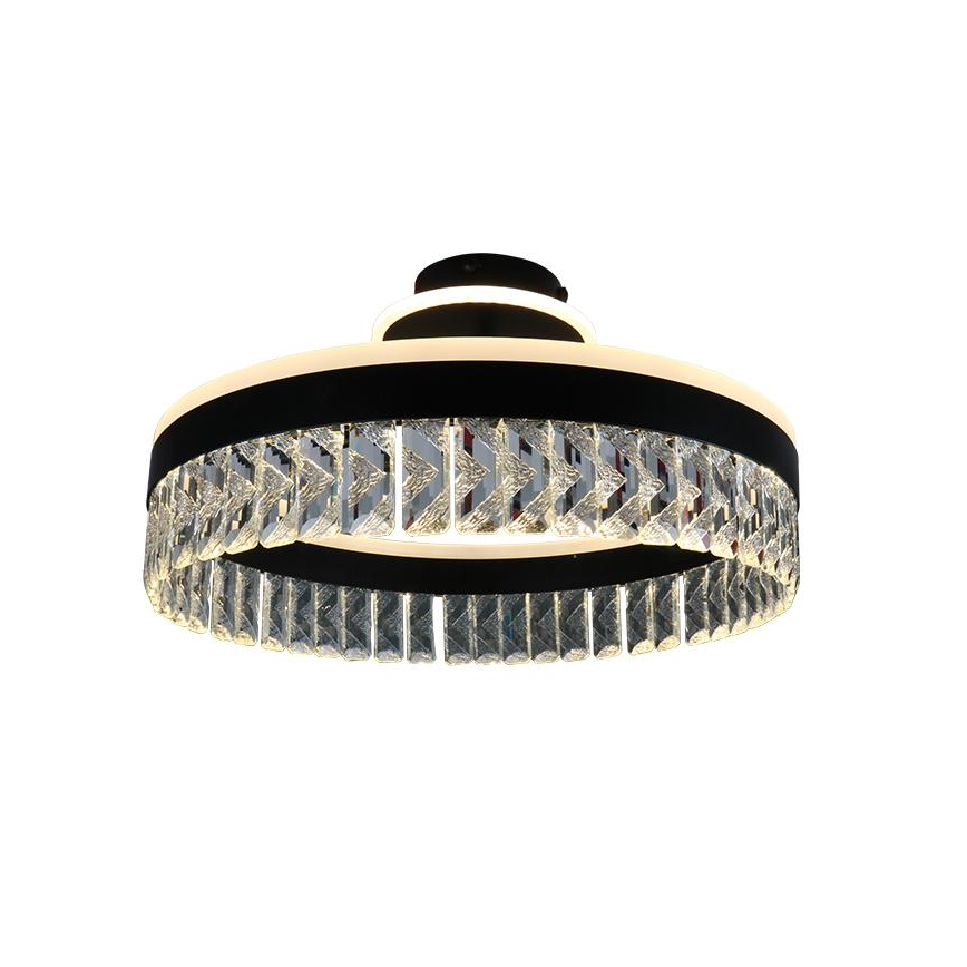 LED prigušiva kristalni plafonski luster LED/75W/230V 3000-6500K crna + daljinski upravljač