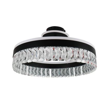LED prigušiva kristalni plafonski luster LED/75W/230V 3000-6500K crna + daljinski upravljač