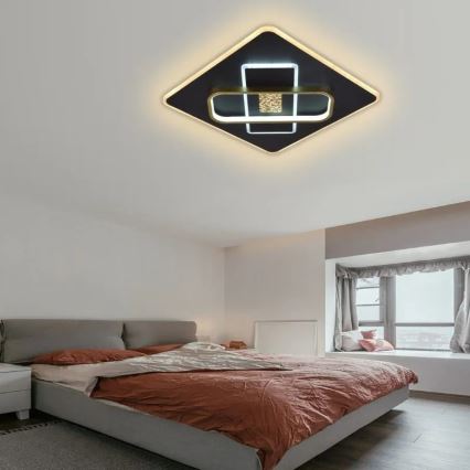 LED prigušiva stropna svetiljka LED/90W/230V 3000-6500K crna + daljinski upravljač