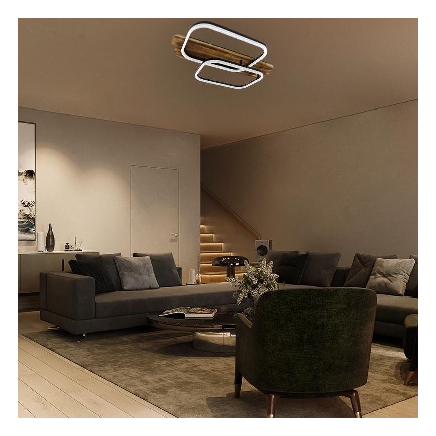 LED prigušiva plafonska svetiljka LED/95W/230V 3000-6500K hrast + daljinski upravljač