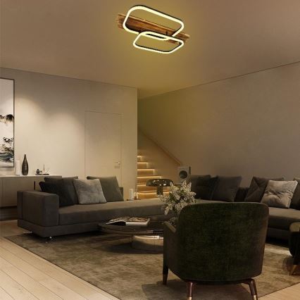 LED prigušiva plafonska svetiljka LED/95W/230V 3000-6500K hrast + daljinski upravljač