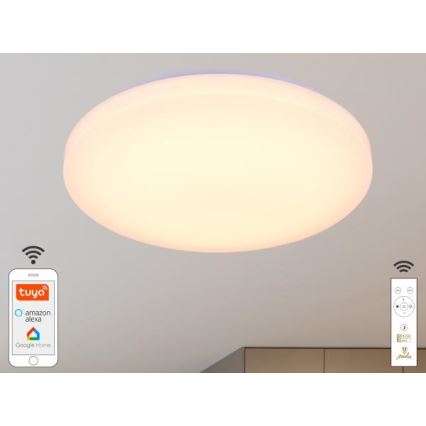 LED plafonsko svetlo OPAL, prigušiva, LED/48W/230V, 2700-6500K, Wi-Fi Tuya, belo + daljinski upravljač