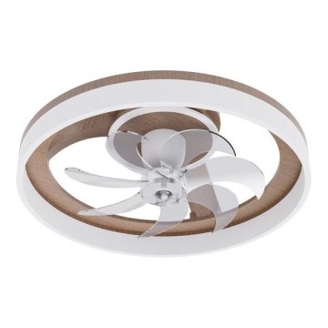 LED prigušiva plafonska svetiljka sa ventilatorom LED/40W/230V 3000-6500K prečnik 50 cm braon/bela + daljinski upravljač