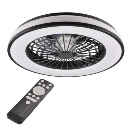 LED prigušiva plafonska svetiljka sa ventilatorom LED/48W/230V 3000-6500K crna + daljinski upravljač