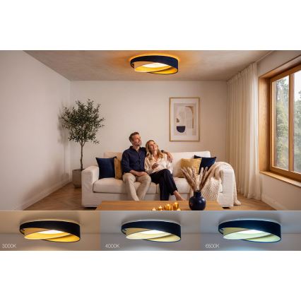LED prigušiva plafonska svetiljka SMART GALAXY MODERN LED/24W/230V 3000-6500K prečnik 55 cm plava/bela/zlatna + daljinski upravljač