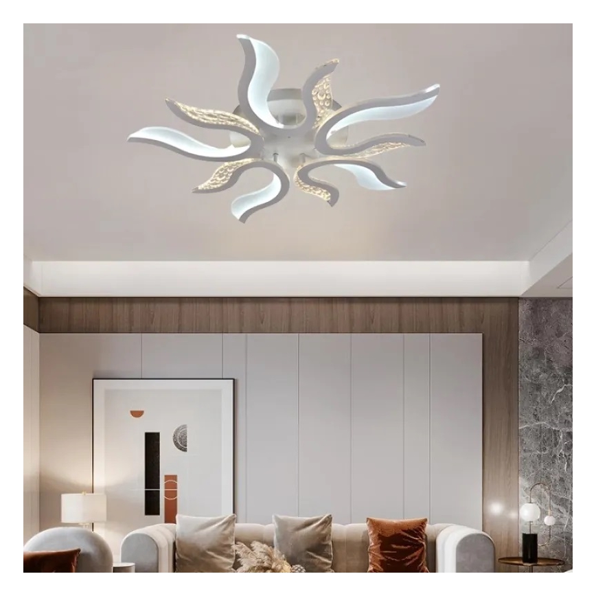 LED prigušiva plafonski luster LED/65W/230V 3000-6500K bela + daljinski upravljač