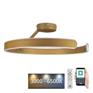 LED prigušiva plafonski luster LED/72W/230V 3000-6500K zlatni + daljinski upravljač