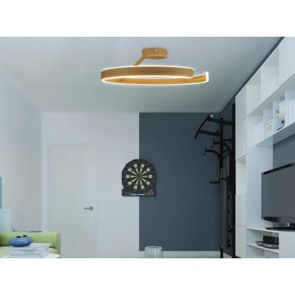LED prigušiva plafonski luster LED/72W/230V 3000-6500K zlatni + daljinski upravljač
