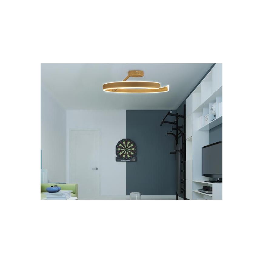 LED prigušiva plafonski luster LED/72W/230V 3000-6500K zlatni + daljinski upravljač