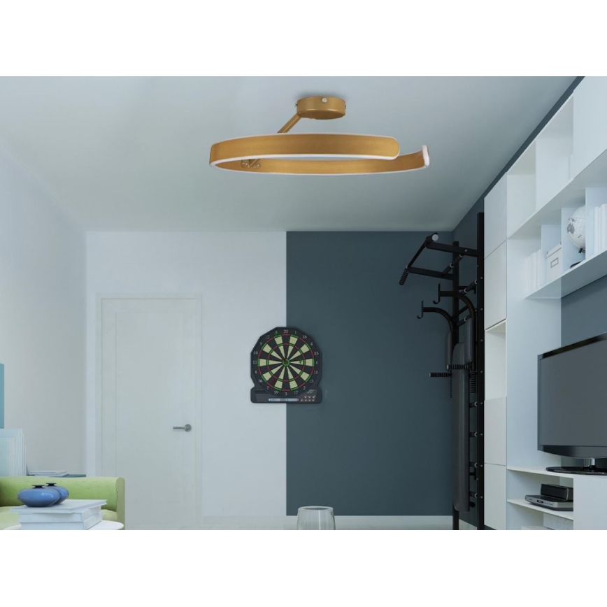 LED prigušiva plafonski luster LED/72W/230V 3000-6500K zlatni + daljinski upravljač