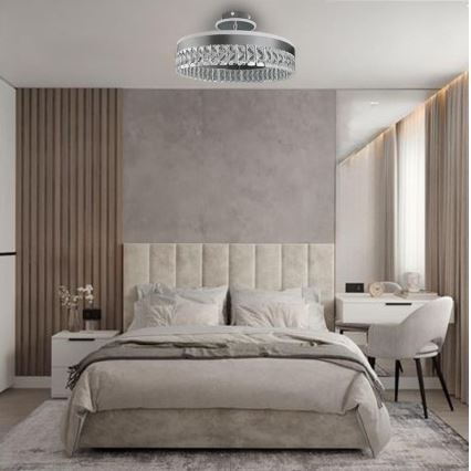 LED prigušiva prislonjen kristalni plafonski luster LED/75W/230V 3000-6500K mat hrom + daljinski upravljač