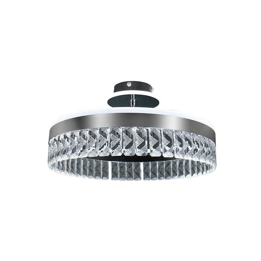 LED prigušiva prislonjen kristalni plafonski luster LED/75W/230V 3000-6500K mat hrom + daljinski upravljač