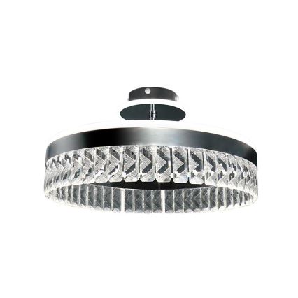 LED prigušiva prislonjen kristalni plafonski luster LED/75W/230V 3000-6500K mat hrom + daljinski upravljač