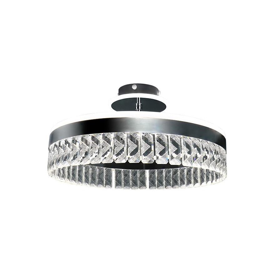 LED prigušiva prislonjen kristalni plafonski luster LED/75W/230V 3000-6500K mat hrom + daljinski upravljač