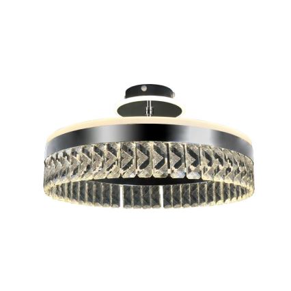 LED prigušiva prislonjen kristalni plafonski luster LED/75W/230V 3000-6500K mat hrom + daljinski upravljač