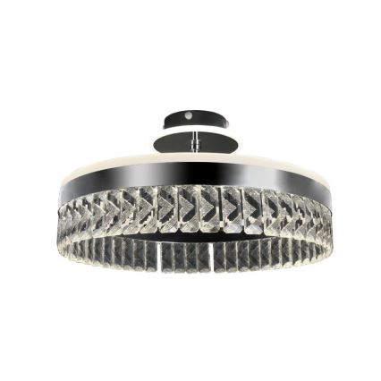 LED prigušiva prislonjen kristalni plafonski luster LED/75W/230V 3000-6500K mat hrom + daljinski upravljač