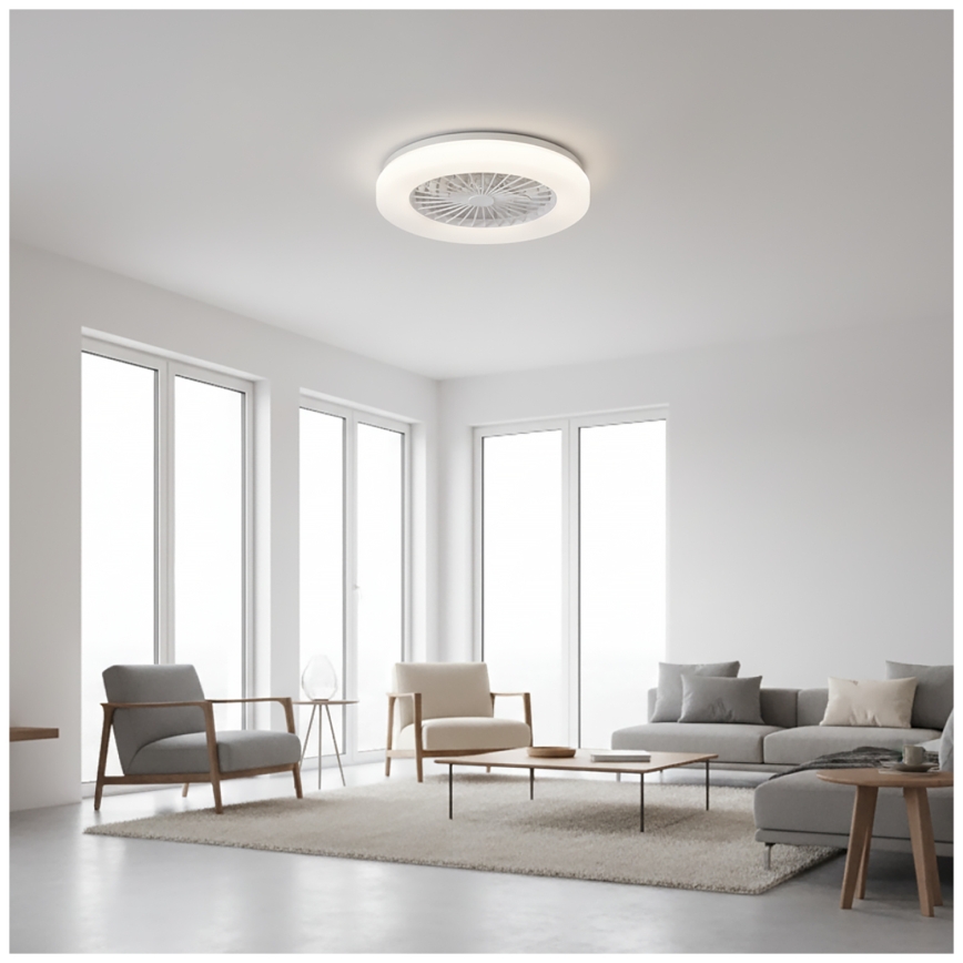 LED prigušiva plafonsko svetlo sa ventilatorom VENTELUX LED/24W/230V 3000/4000/6500K Ø 45 cm belo + daljinski upravljač