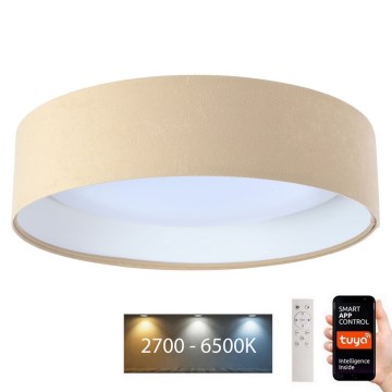 LED prigušiva plafonsko svetlo SMART GALAXY LED/36W/230V pr. 55 cm 2700-6500K Wi-Fi Tuya bež/belo + daljinski upravljač