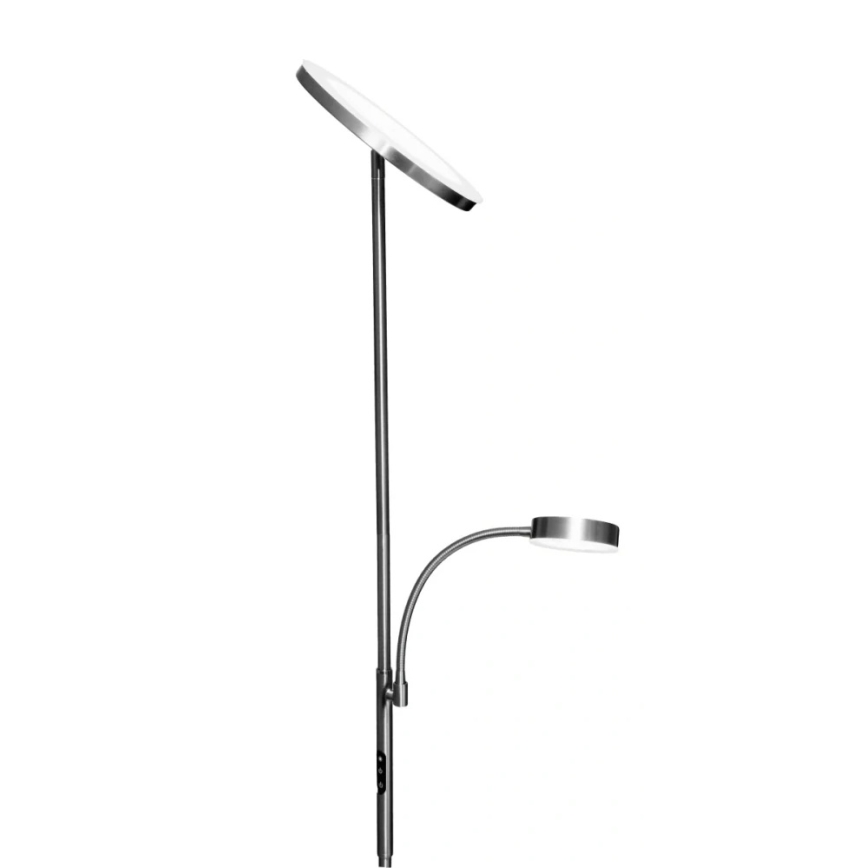 LED prigušiva stojeća lampa NORA LED/25W/230V 2200/3000/4000K + LED/5W 3000K mat hrom + daljinski upravljač