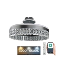 LED prigušiva prislonjen kristalni plafonski luster LED/75W/230V 3000-6500K mat hrom + daljinski upravljač