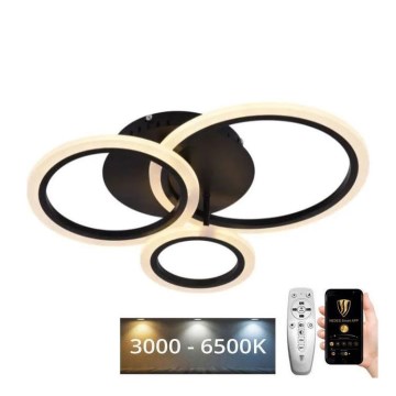 LED prigušiva prislonjen plafonski luster LED/40W/230V 3000-6500K crni + daljinski upravljač