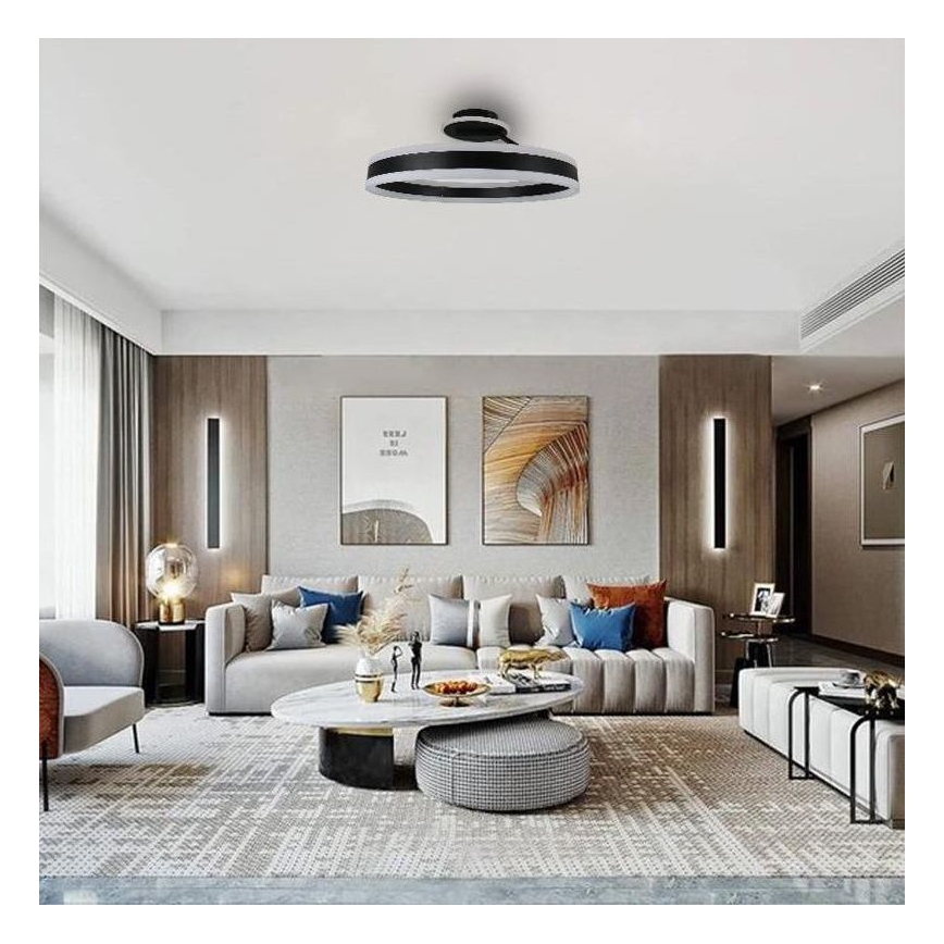 LED prigušiva prislonjena plafonska lampa LED/86W/230V 3000-6500K crna + daljinski upravljač