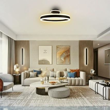LED prigušiva prislonjena plafonska lampa LED/86W/230V 3000-6500K crna + daljinski upravljač