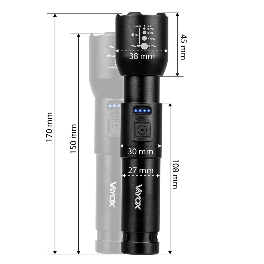 LED prigušiva punjiva baterijska lampa LED/20W/5V IPX4 800 lm 2000 mAh