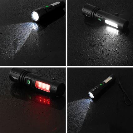 LED prigušiva punjiva lampa sa crvenim svetlom LED/5W/5V IPX4 260 lm 2000 mAh