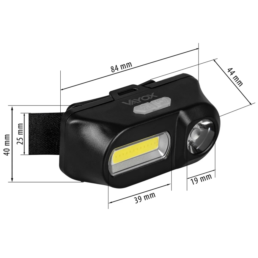 LED prigušiva punjiva čelna lampa 2xLED/5V IPX4 250 lm 2000 mAh