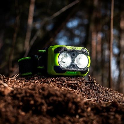 LED prigušiva punjiva čelovka sa senzorom i crvenim svetlom LED/10W/5V/3xAAA IP44 600 lm 1200 mAh