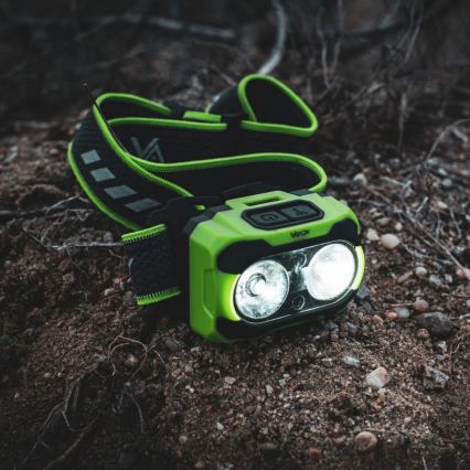 LED prigušiva punjiva čelovka sa senzorom i crvenim svetlom LED/10W/5V/3xAAA IP44 600 lm 1200 mAh